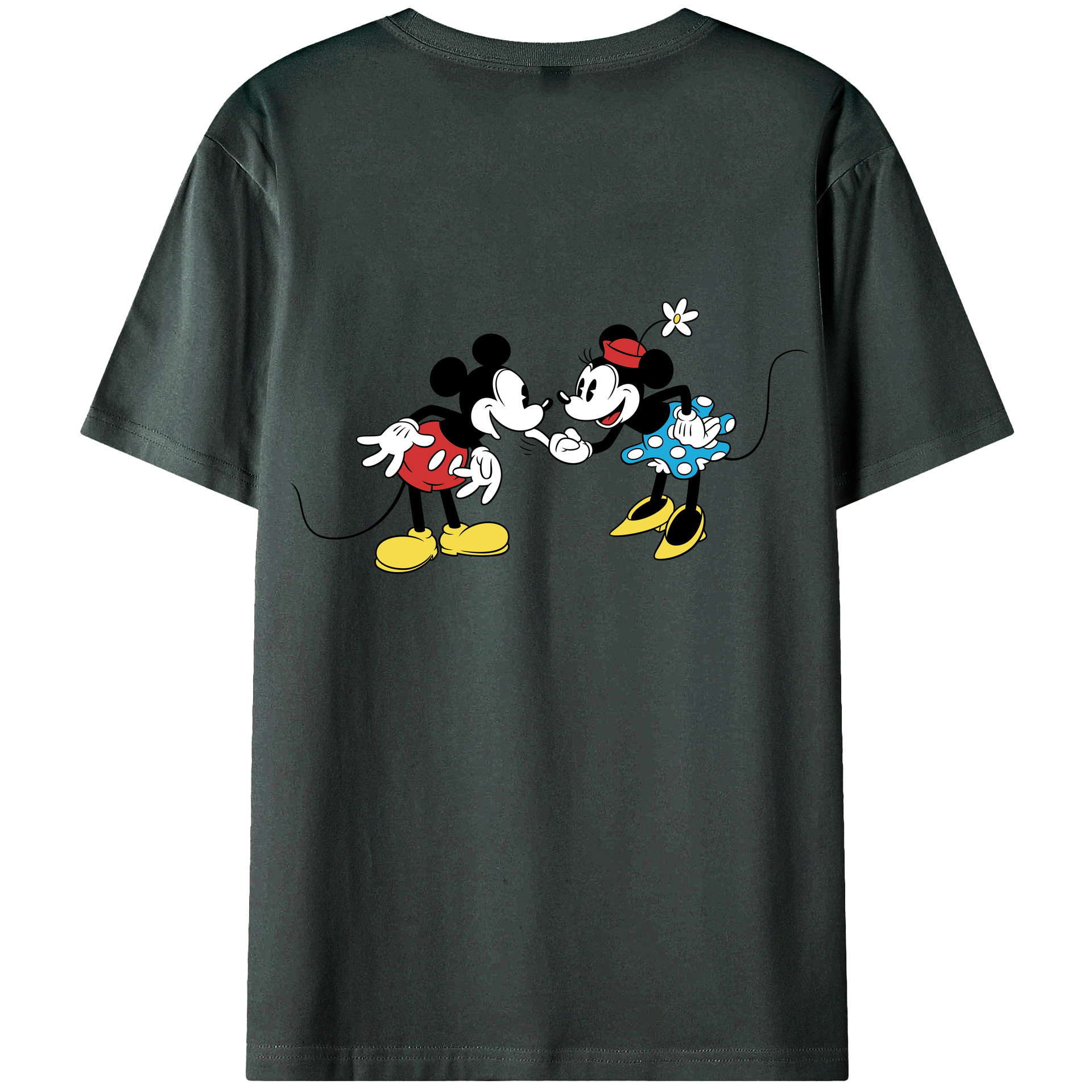 ミッキーマウス Mickey Mouse 綿100％ メンズ半袖Tシャツ（バックプリント） 通気性